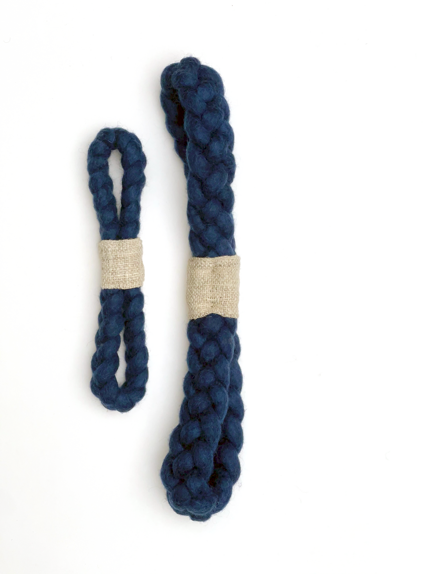 Loop pull with hemp twist dog toy in navy