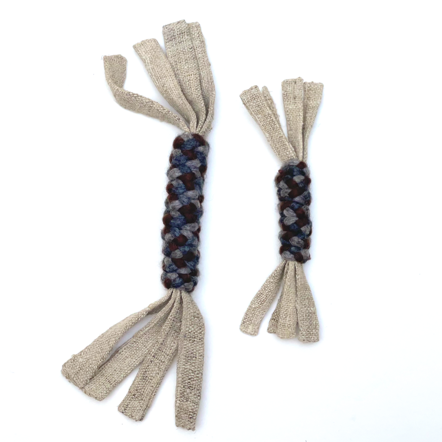 Hemp Ribbon Twist Dog Toy, Natural/Grey